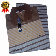 Baju pria dewasa kerah motif salur terbaru pakai kantong depan lengan pendek II baju kaos kerah salu