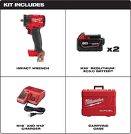 (Free replacement)Milwaukee&2855-20 Cordless Electric Wrench 2 Batteries  Powerful  Repair Shelf Air