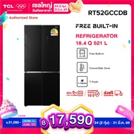 TCL ตู้เย็น Free Builtin สี่ประตู สีดำ ขนาด 18.4Q 521 ลิตรรุ่น RT52GCCDB ดีไซน์หรูหรา ระบายความร้อนด