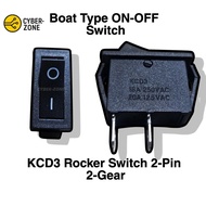 On Hand | KCD3 Rocker Switch 2-Pin 2-Gear 16A/250V 20A/125V AC | Boat Type ON-OFF Switch
