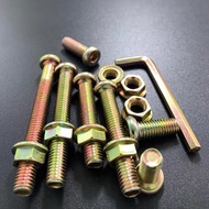 M8 Hexagon Socket Screw Nut Set Flat Head Screw Flange Nut Set Furniture Screw Hardware Screw Nut 12