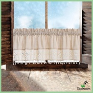 [ Farmhouse Short Curtain Short Tier Drapes Vintage Rod Pocket Burlap Curtains for Bedroom Cafe Home Small Window Cabinet