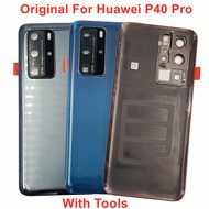 Original For Huawei P40 Pro Battery Glass Cover Hard Back Lid Door Rear Housing Panel Case + Camera Lens + Glue Adhesive