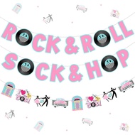 Sock Hop Rock and Roll Banner Garland, 50s Party Decorations, 1950s Theme I Love the 50s Music Theme