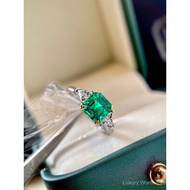 [1: 1 LOGO Correct Jewelry] Advanced Customized Cultivation Emerald Diamond Ring Main Stone about 1.