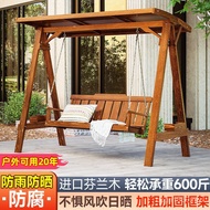 Garden Courtyard Rocking Chair Rural Villa Preservative Wooden Chair Hanging Outdoor Double Outdoor 