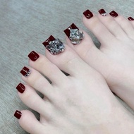 (FIRE) Nail BOX GEL PAINTING RED FEET WITH STONE