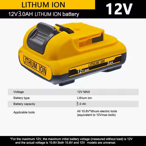 for Dewalt 10.8V 12V 2Ah 3Ah DCB120 Lithium-ion Battery, DCB123 DCB125 DCB124 DCD710 Power Tools Bat