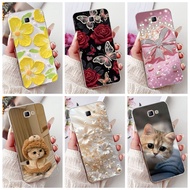 For Samsung Galaxy J7 Prime On7 2016 J 7 Prime2 G610F SM-G610Y Elegant Floral Cat Painted Soft Silic