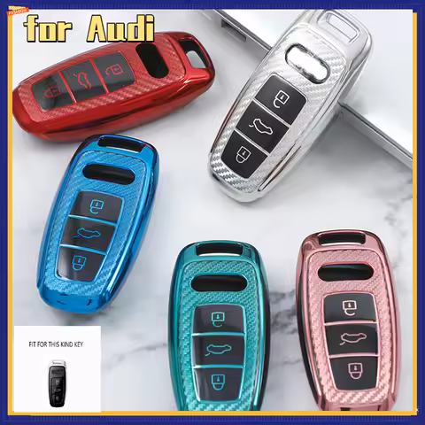 Carbon Fiber Soft Car Remote Key Case Protect Cover for Audi A3 A4 B9 A6 C8 A7 S7 4K A8 D5 S8 Q7 SQ8