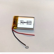 แบตเตอรี่3.7V 250mahสำหรับใส่กล้องติดรถ(ขนาดหน้า0.4cmกว้าง2cmยาว3cm)402030