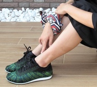 MIT【緹花布舒腳鞋-女黑綠】運動鞋 休閒鞋 健走鞋  透氣 不脫膠