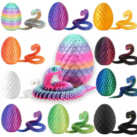 3D Printed Snake Eggs with Snake Inside 3D Printed Snake 3D Printed Animals Easter Egg for Kids Adul