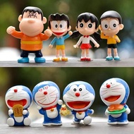 Impor 8pcs Doraemon Anime Character Nobita Shizuka Action Figure Hand-made Cake Decor Car Ornament M