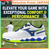 Mizuno Wave Enforce Tour 2 OC Tennis Shoes (Omni/Clay Court) - White/Blue/Yellow
