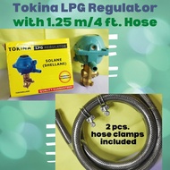Tokina LPG Regulator with 1.25 m/4 ft. Stainless Braided Hose and 2 pcs. Clamps - Solane Shellane