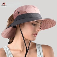 Winmax Sun UV Protection UPF 50+ Hat Bucket Summer Women Large Wide Brim Bob Hat with Chain Strap Outdoor Fishing Hiking Hat for Female
