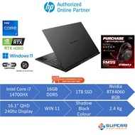 HP OMEN 16-wf1051TX Gaming Laptop (Intel Core i7 14th 14700HX, 16gb ram, 1TB ssd, Nvidia RTX4060 8GB