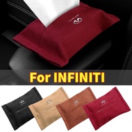 Car Suede Tissue Box Cover Easy to carry seat back accessories For Infiniti Q50 Q70 QX70 FX35 Q30 G3