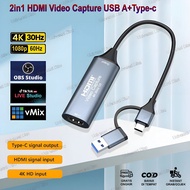USB Type-C Video Capture Card HDMI 4K/ 30Hz Game Grabber Record for Switch Xbox PS4/5 Live Broadcast