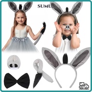 SUMU 4PCS Donkey Costume Set, Tail Nose Funny Donkey Headband, Fashion Bow Tie Animal Donkey Ears He