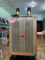 Loa xách tay  Ontekco 8002S kèm 2 micro không dây tần số UHF bass 20 nhỏ gọn  bảo hành 12 tháng