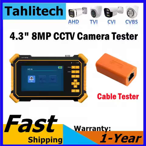 8MP CCTV Tester Camera Monitor 4K AHD/CVI/TVI CVBS Analog Cameras Tester with Cable Tester CFTV CCTV