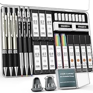 Four Candies 25PCS Art Mechanical Pencil Set with Case,3PCS Metal Artist Lead 0.5,0.7,0.9 mm & 2mm H