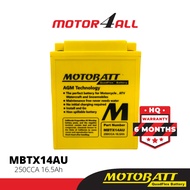MOTOBATT Quadflex MBTX14AU Motorcycle Battery Premium Yuasa Replacement with AGM Technology Motor4al