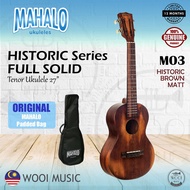 Mahalo MO3 Historic Series Full Solid Tenor 27” Ukulele w/Bag - Historic Brown Matt