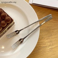 zyngana6n Stainless Steel Dinner Fork Long Handle Table Forks Set Korean Cutlery Four Tine Salad Des
