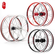 Set roda lipat CNC aloi aluminium untuk basikal roda kecil 16-inci, rim brek-V, 2 galas di depan dan