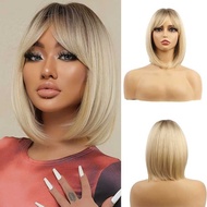 European American Wig Female 613 Gradient Bobo Short Hair Straight Hair Chemical Slim Straight Hair 