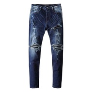 AMIRI กางเกงปั่นจักรยานสำหรับผู้ชายกางเกงผ้ายืดเปิดเข่ากางเกงยีนส์บางเฉียบตรง