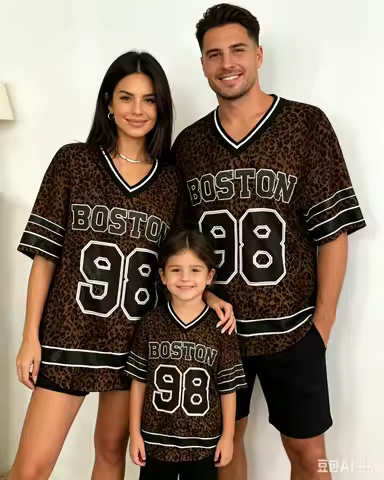 Summer BOSTON NO.98 Print Lightweight Breathable Comfortable V-Neck Short Sleeved Tops Baseball T-Sh