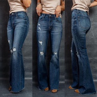 seluar slack wanita seluar bootcut woman seluar jeans perempuan European American Cross-Border Fashi