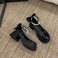 Giày Cao Gót Đế Xuồng Mary Jane Kiểu Pháp Cho Nữ Giày Cưới Màu Trắng Giày Đế Bằng Chống Thấm Nước Gi