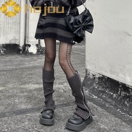 HEJOU Zipper Foot Sock - Knitted Solid Color Boot Sock with Korean Style Charm