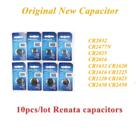 10pcs CR2032 CR2477N CR2025 CR2016 3V CR1632 CR1620 CR1616 CR1225 CR1220 CR1025 CR2430 CR2450 Renata