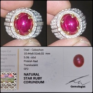 Natural Star Ruby Corundum Batu Permata Rubi Merah Asli Memo Perak