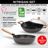 Nitrigan Set (34cm Wok + 24cm Deep Frying Pan)