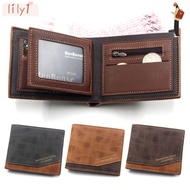 LILY Men'S Wallet Short Id Credit Card Designer Large Capacity Gold Stamping Zero Wallet