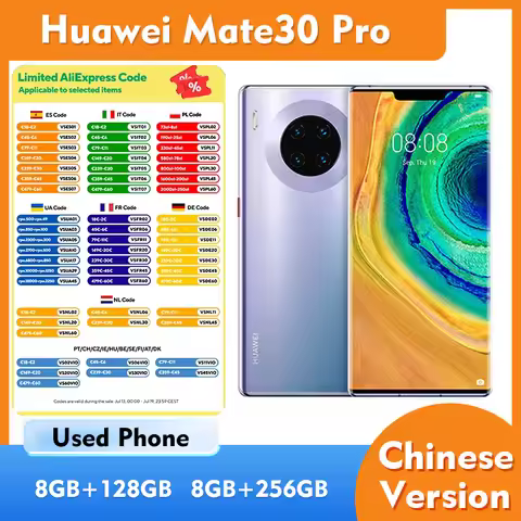 HUAWEI Mate30 Pro 5G 128GB 256GB ROM SmartPhone Android Screen 6.53inches 2400x1176px 4500mAh Used P