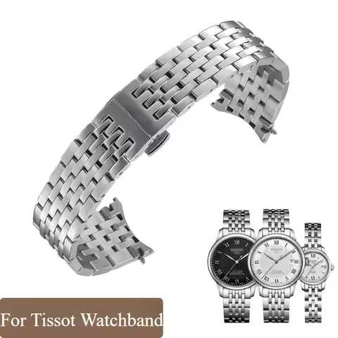 For Tissot 1853 Original Le Locle Series Men Women Steel Watch Strap Butterfly Buckle Stainless Stee