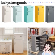 LUCKY Mini Fridge, 1:24 Plastic Fridge Model, Retro Kitchen Appliances Multicolor Blyth Doll Fridge 