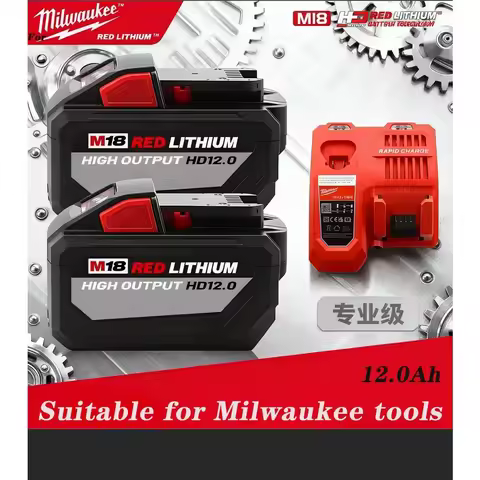 Milwaukee 12Ah 8Ah 6Ah Lithium Ion Battery ,18V M18HB12 M12-18FC 48-11-1850 For Milwaukee Replacemen