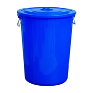 瓦图 WATU 蓝色大号加厚塑料水桶 带盖50L 食堂酒店工厂垃圾桶 大容量储水桶发酵胶桶 配一个水勺