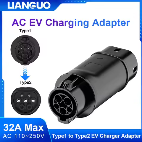 Type1 to Type2 EV Car Charging Adapter Electric Vehicle Charging Connector 32A Max AC 110V~250V Type