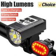 1pc Type-C Rechargeable 9 LED Bicycle Light - High Brightness Night Riding Light, Waterproof And Eas