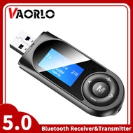 VAORLO จอแสดงผล LCD ใหม่ Bluetooth 5.0 Transmttter Receiver พร้อมไมโครโฟนสำหรับ T V PC USB เครื่องเสียงรถ AUX RCA ขนาด3.5มม.ตัวรับสัญญาณ WIFI สำหรับหูฟังลำโพงบลูทูธแบบดองเกิล